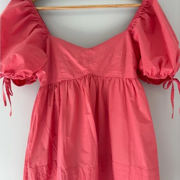English Factory Pleated Balloon Sleeve Babydoll Dress Pink Size Small - Picture 3 of 8